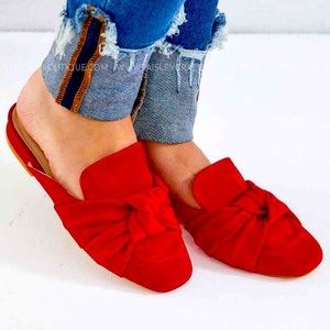 BOUTIQUE corkys Cider Knotted Slip On Mule shoes suede red stylish size 6